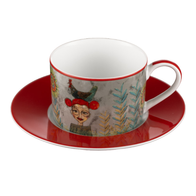 Olivia Cuzins Cup & Saucer, Set of 4 angle