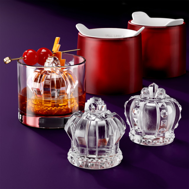 Zoku Crown Ice Moulds, Set of 2 in a whiskey glass