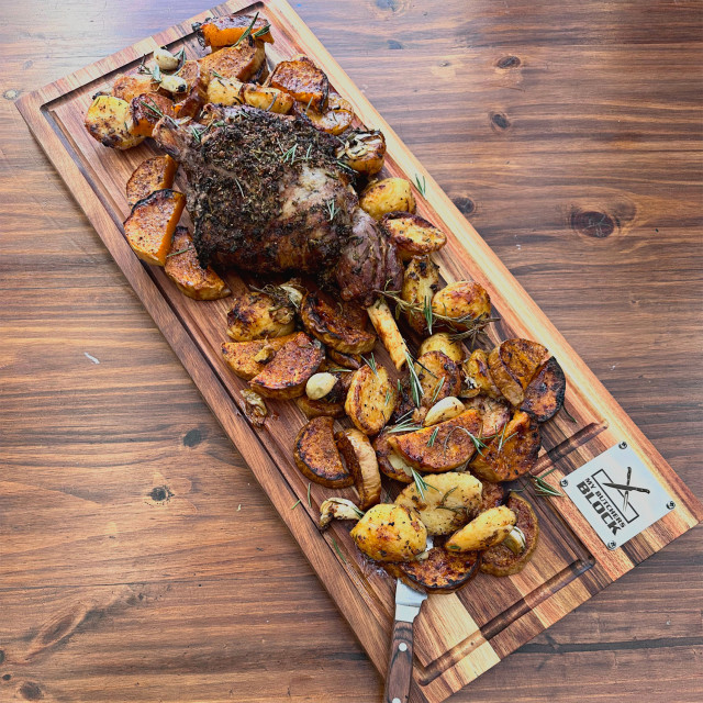 My Butchers Block Grand Daddy Jnr Chopping Board with meat and potatoes