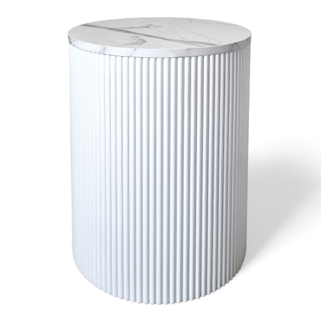 Native Decor Fluted Marble Storage Side Table