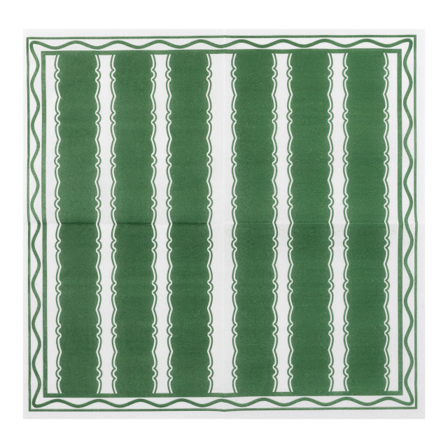 Tavola Stripe Biodegradable Paper Napkins, Pack of 25 - Green angle