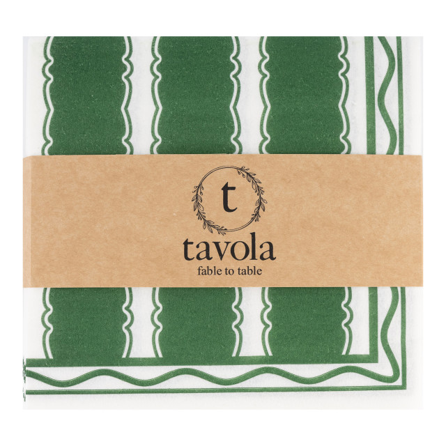 Tavola Stripe Biodegradable Paper Napkins, Pack of 25 - Green