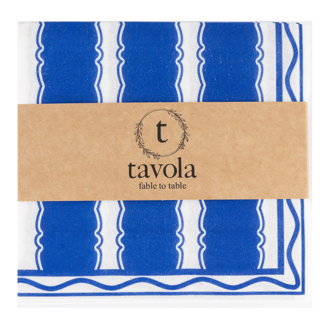 Tavola Stripe Biodegradable Paper Napkins, Pack of 25 - Blue