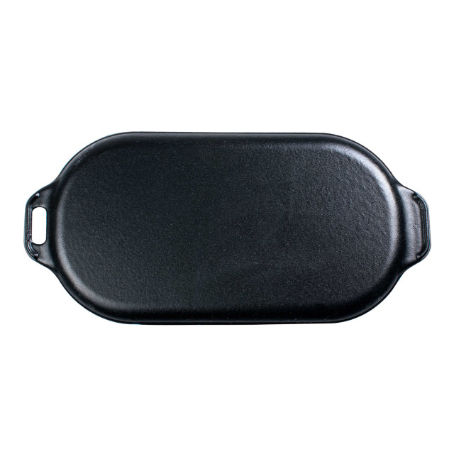 Victoria Enamelled Oval Serving Cast Iron Griddle - Large angle