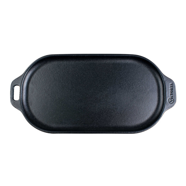 Victoria Enamelled Oval Serving Cast Iron Griddle - Large