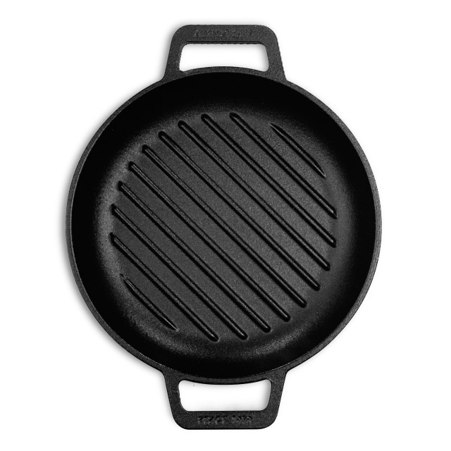 Victoria Enamelled Round Grill Cast Iron Skillet, 26cm angle