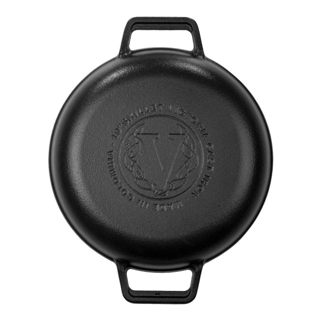 Victoria Enamelled Round Grill Cast Iron Skillet, 26cm angle