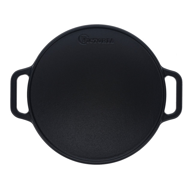 Victoria Enamelled Round Reversible Cast Iron Griddle, 32cm angle