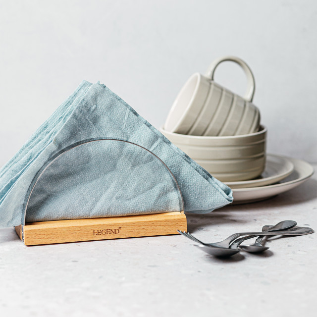 Legend Premium Beechwood Napkin Holder with napkins