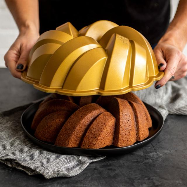 Nordic Ware 75th Anniversary Braided Bundt Pan on the table