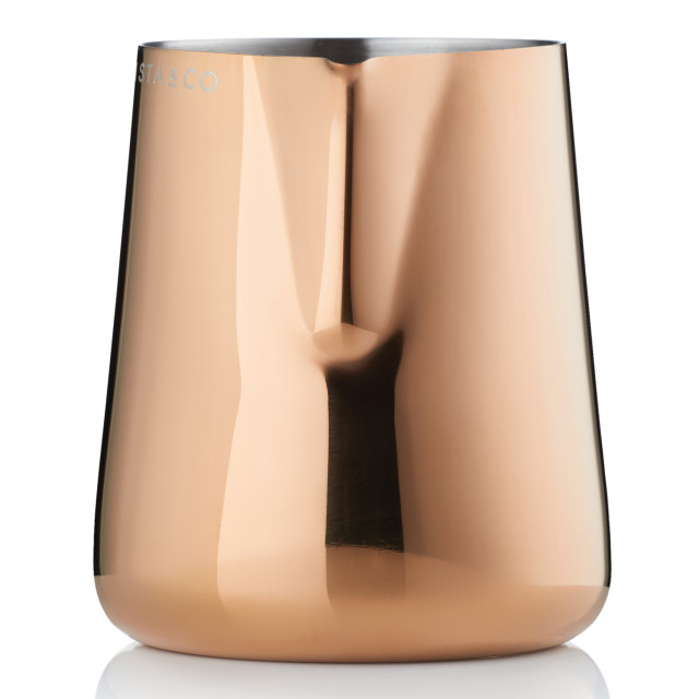 Barista & Co Pro Pitcher, 400ml - Rose Brass angle