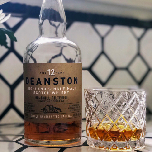 Deanston 12-Year-Old Single Malt Scotch Whisky, 700ml with a glass