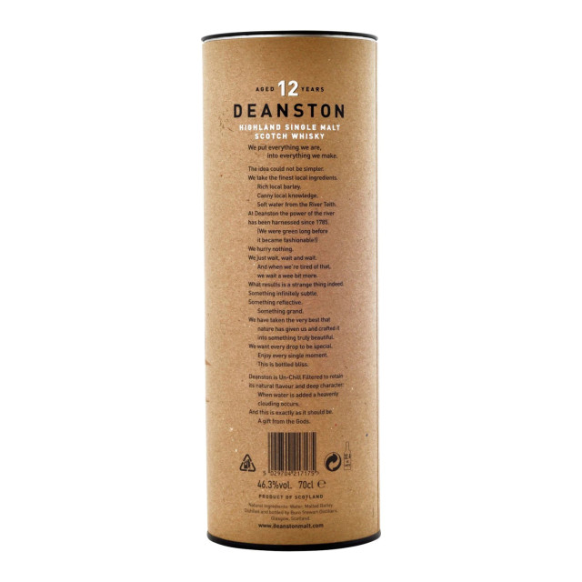 Deanston 12-Year-Old Single Malt Scotch Whisky, 700ml packaging