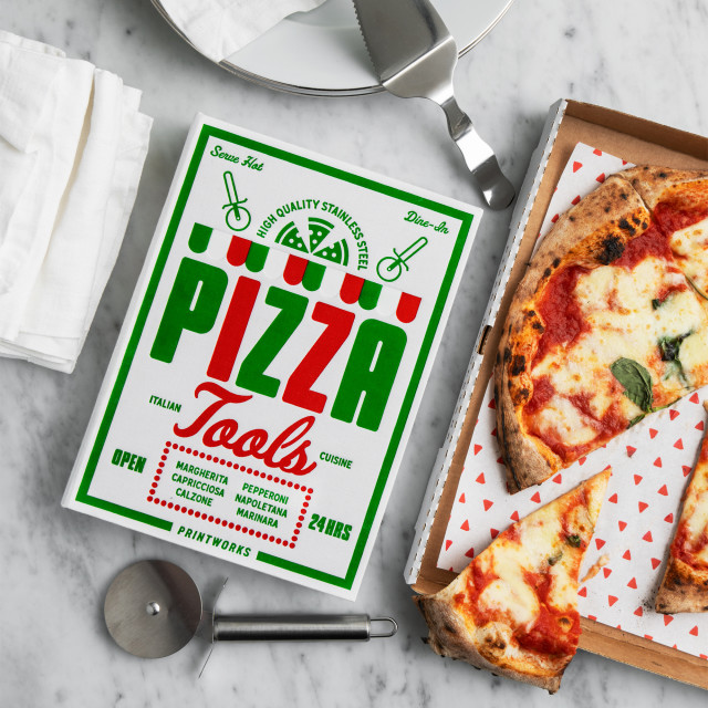 Printworks The Essentials Pizza Tools Set on the table with pizza
