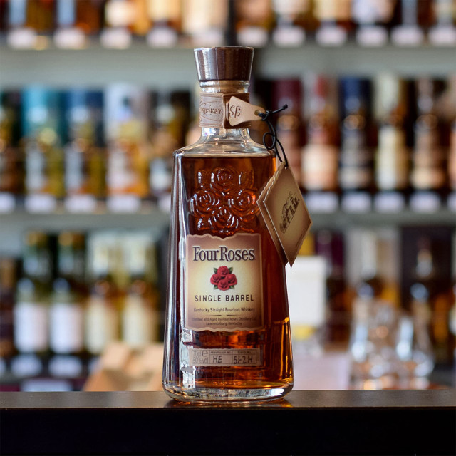 Four Roses Single Barrel Bourbon, 700ml on a table top