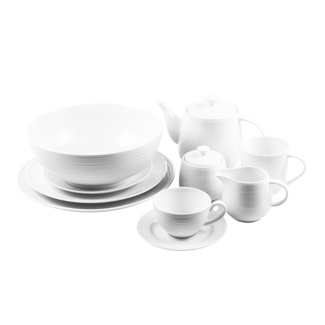 Jenna Clifford Embossed Lines Teapot - Super White detail