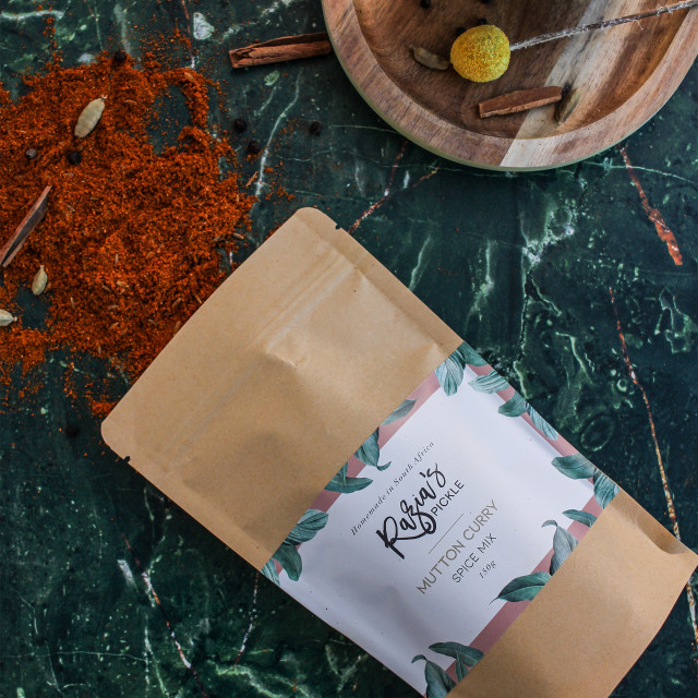 Razias Pickle Mutton Curry Spice Mix, 150g on the table