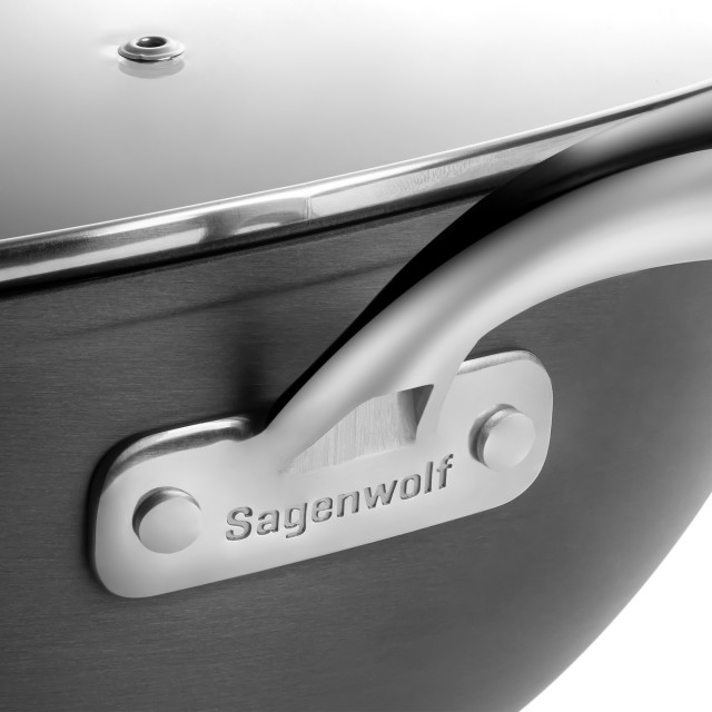 Sagenwolf Titanium Series Non-Stick Wok with Lid, 32cm - Black detail