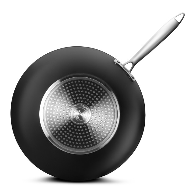 Sagenwolf Titanium Series Non-Stick Wok with Lid, 32cm - Black angle