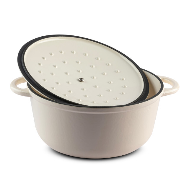 Sagenwolf Enamelled Cast Iron Casserole Pot, 26cm - Gloss White angle