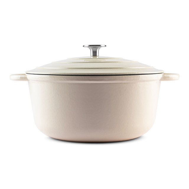Sagenwolf Enamelled Cast Iron Casserole Pot, 26cm - Gloss White angle