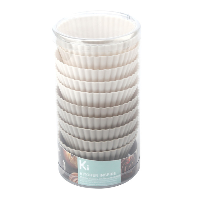 Kitchen Inspire Reusable Silicone Muffin Liners, Set of 10 packaging angle
