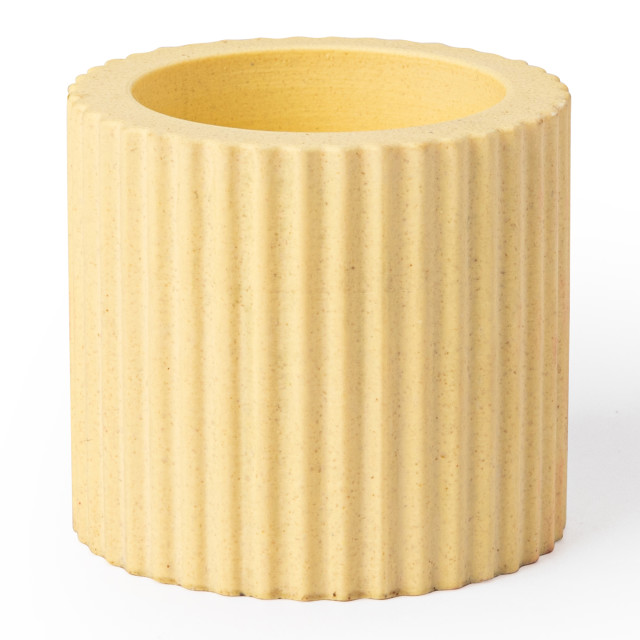 Alkaline Small Ribbed Candle Holder - Pale Banana