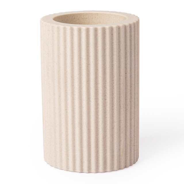Alkaline Medium Ribbed Candle Holder - Nude