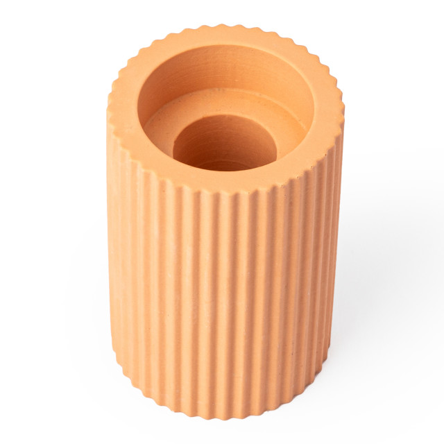 Alkaline Medium Ribbed Candle Holder - Apricot Crush top view