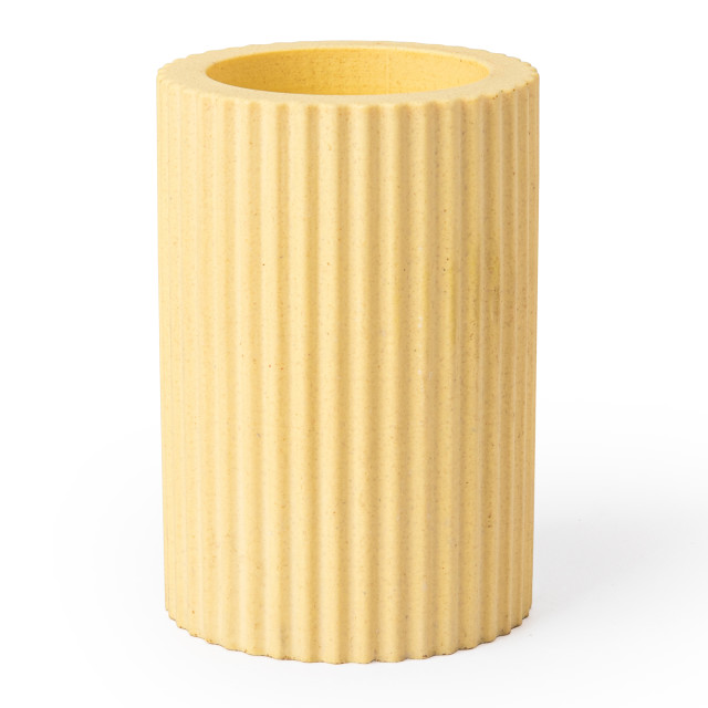 Alkaline Medium Ribbed Candle Holder - Pale Banana