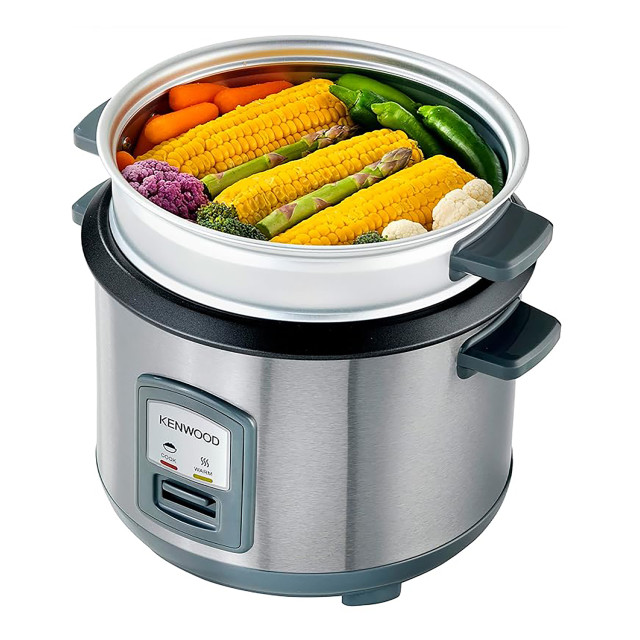 Kenwood Stainless Steel Rice Cooker With Steamer Basket, RCM45.000SS with veggies
