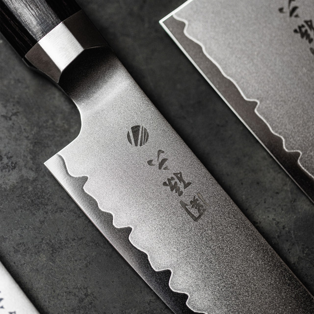 Kai Shun Seki Magoroku Kaname Kiritsuke Knife, 15cm Detail of Knife blade in a lifestyle