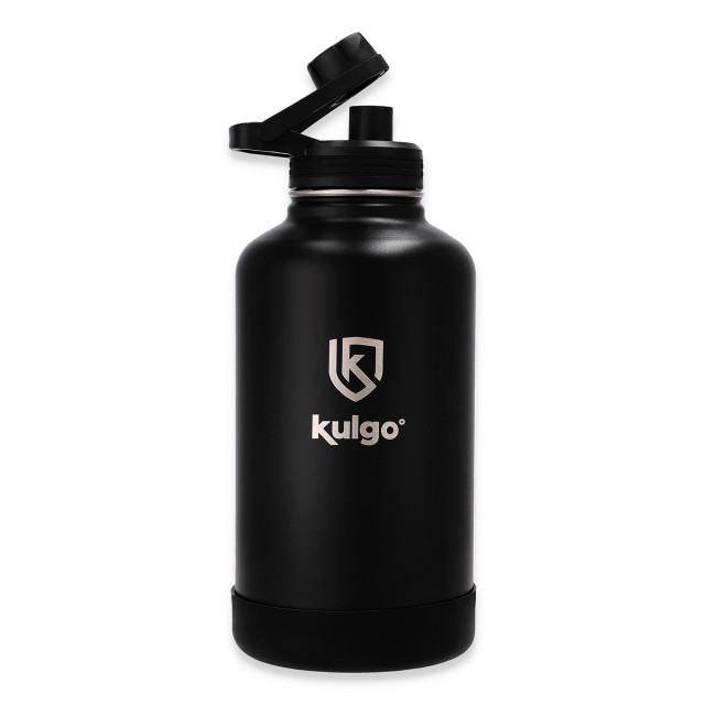 Kulgo Double-Walled Stainless Steel Flask, 1.9L - Black Front View