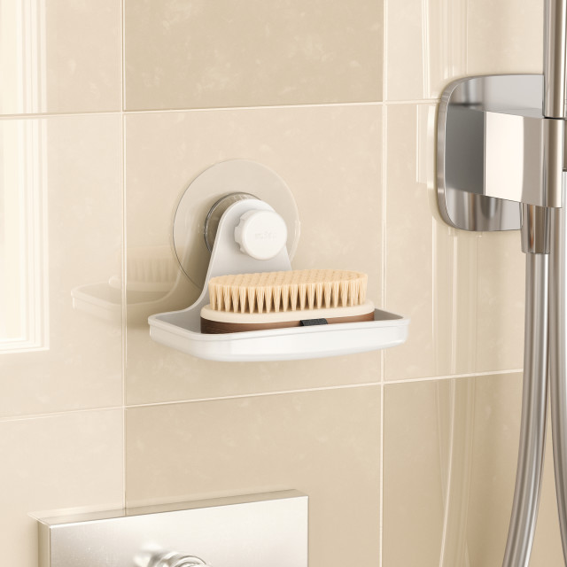 Umbra Flex Adhesive Soap Dish - White in a shower