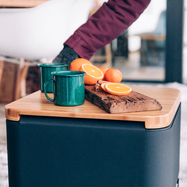 Hoefats Fire Basket with Bamboo Board Combo Lifestyle