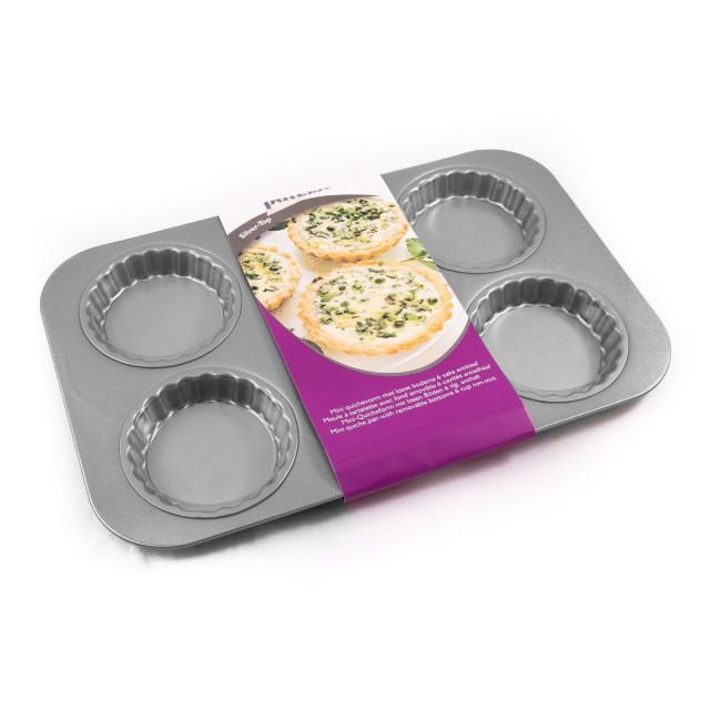 Patisse Loose Bottom Mini Quiche Tin, 6-Cup Mould with Packaging
