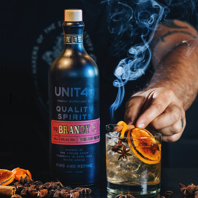 Unit 43 Distilling Company VO Brandy, 750ml with cocktail