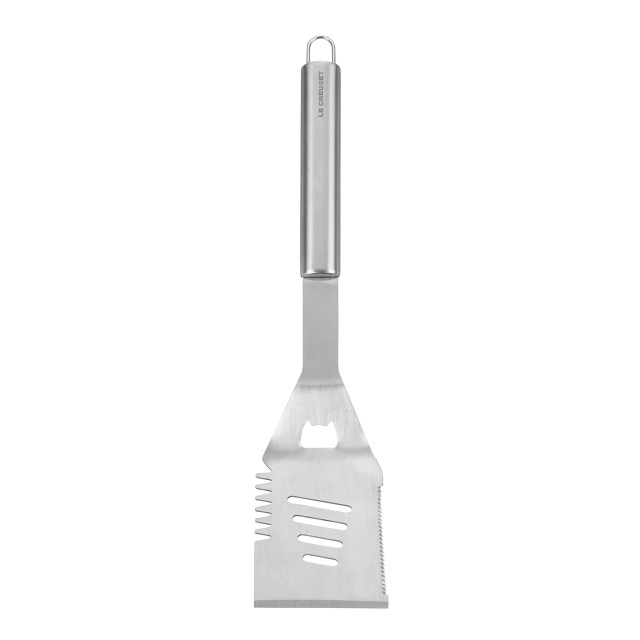 Le Creuset Outdoor Stainless Steel Slotted Turner Spatula angle