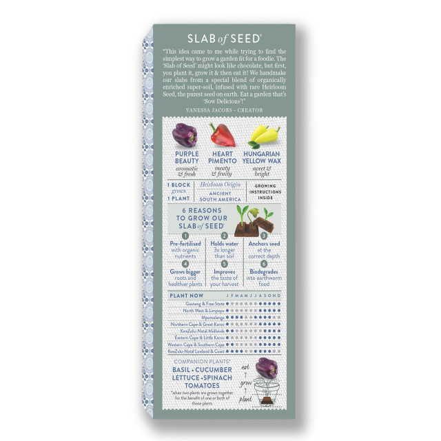 Sow Delicious Slab of Seed Gourmet Peppers angle