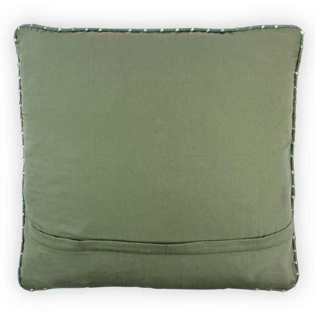 Thread Office Green Space Yarn Striped Woven Scatter Cushion with Feather Blend Inner, 60cm x 60cm back view