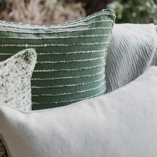Thread Office Green Space Yarn Striped Woven Scatter Cushion with Feather Blend Inner, 60cm x 60cm