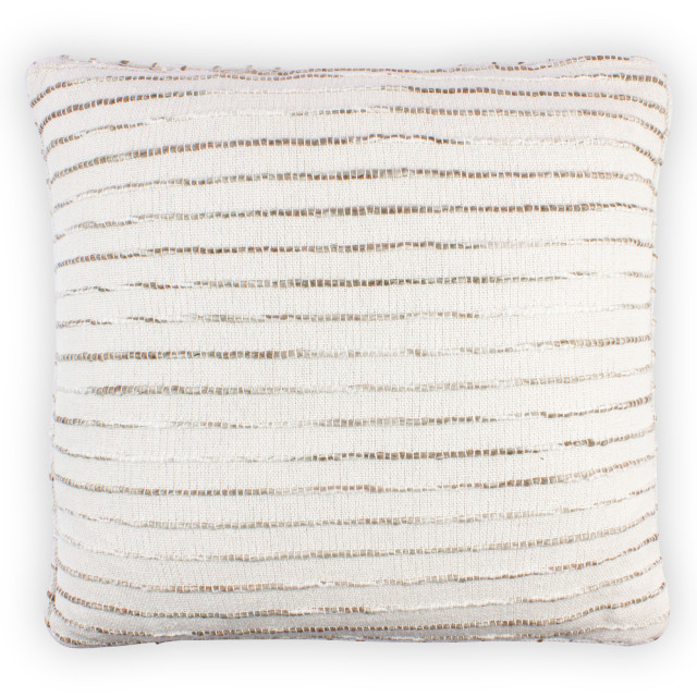 Thread Office Bone Space Yarn Striped Woven Scatter Cushion with Feather Blend Inner, 60cm x 60cm