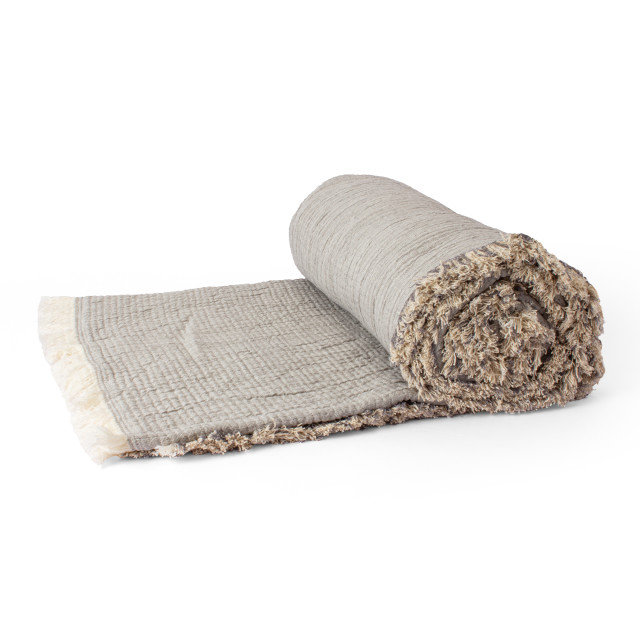 Thread Office Grey Reversible Woven Fringe Throw