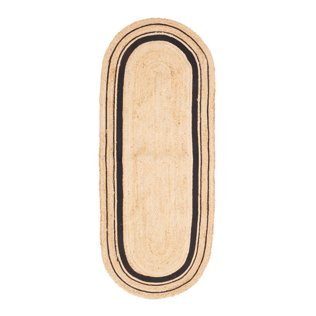 Thread Office Oval Braided Jute Runner, 80cm x 200cm - Black