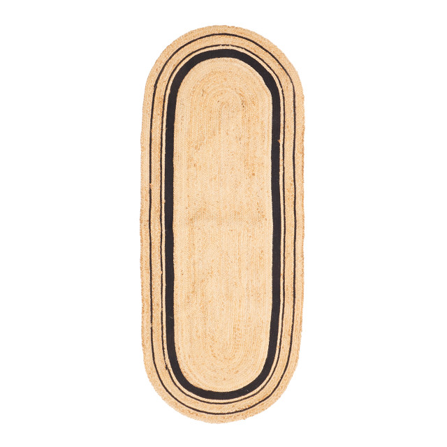 Thread Office Oval Braided Jute Runner, 80cm x 200cm - Black