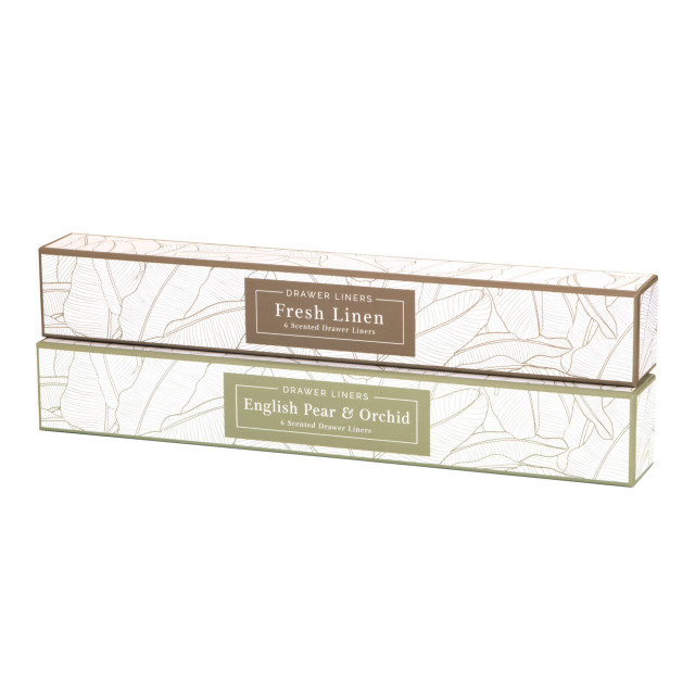 MicroGarden English Pear & Orchid Scented Drawer Liners detail with fresh linen scented drawer liners