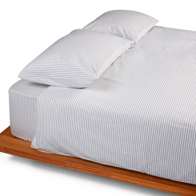 Thread Office Taupe Cotton Stripe Duvet Cover Set