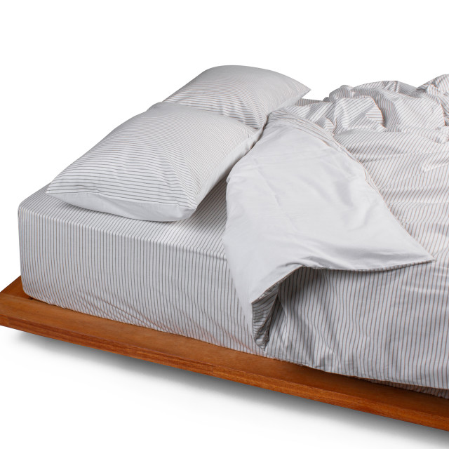 Thread Office Taupe Cotton Stripe Duvet Cover Set - Double