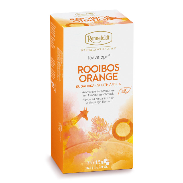 Ronnefeldt Teavelope Rooibos Orange Tea, Pack of 25 packaging