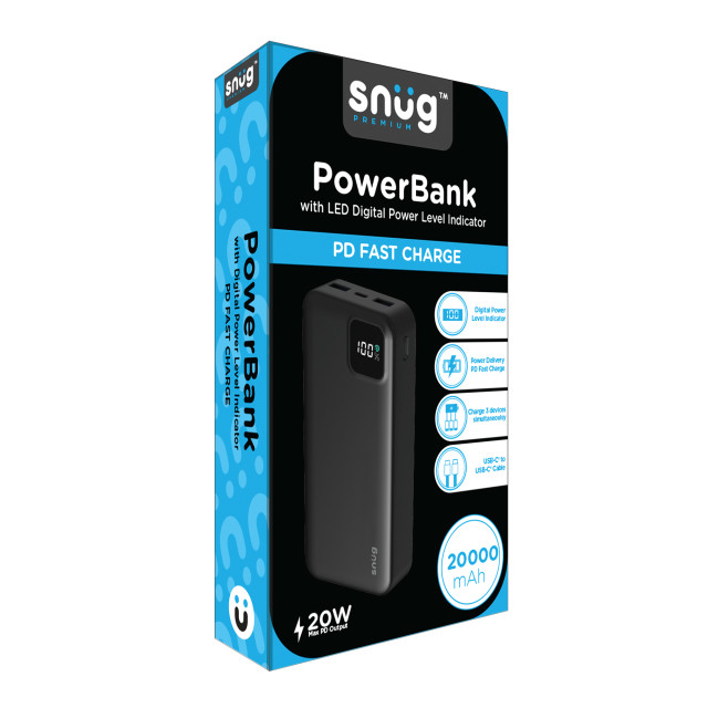 Snug 20000mAh Square Digital Display PD Powerbank packaging